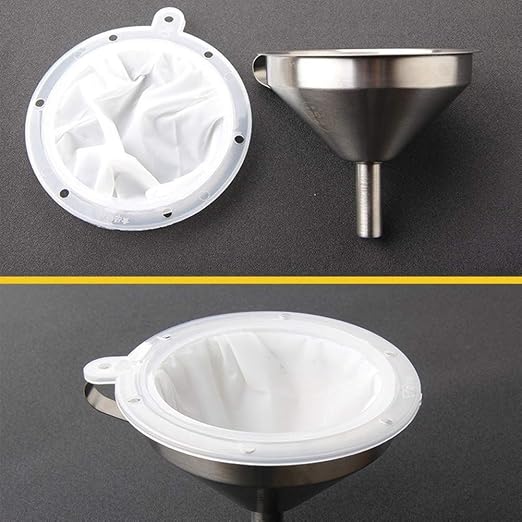 Stainless Steel Funnel with Fine Mesh Strainer, 5-Inch Metal Hopper with Handle - Image 6