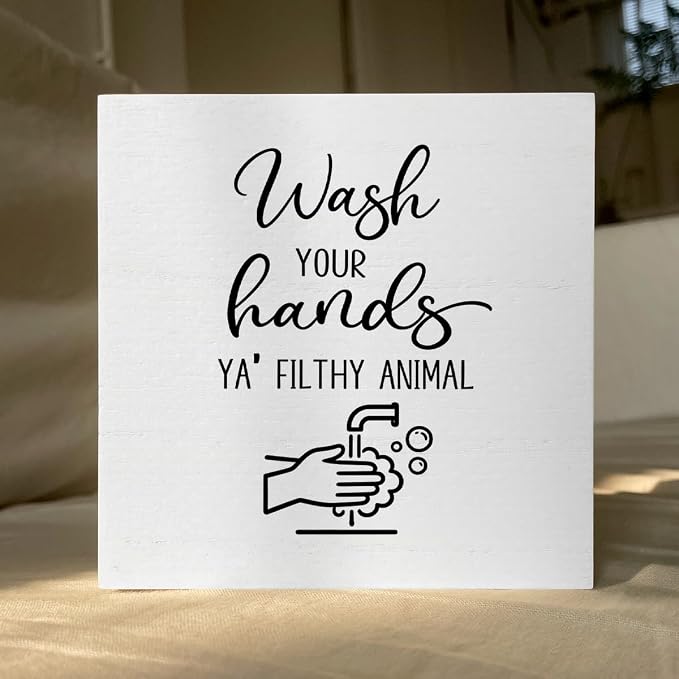 Funny Rustic Bathroom Decor Wooden Box Sign 5x5 Inch - Image 5