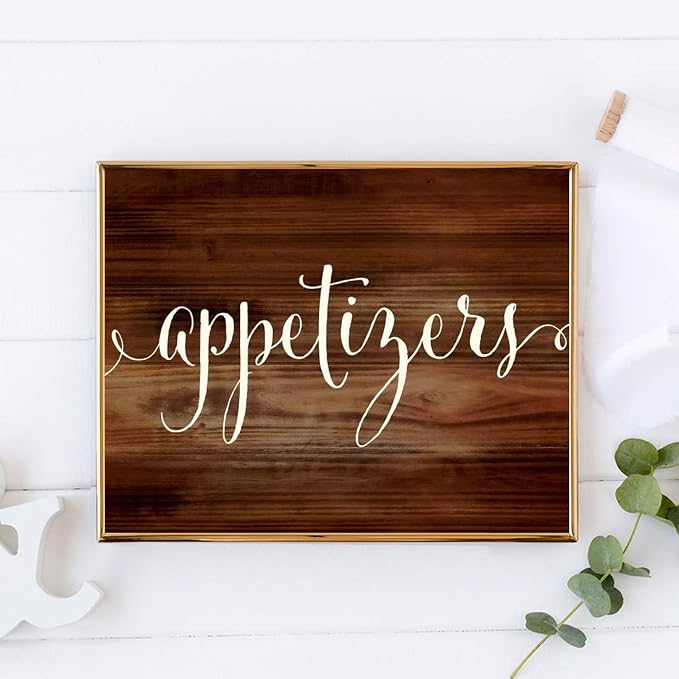 Andaz Press Wedding Party Signs, Rustic Wood Print, 8.5x11-inch, Appetizers - Image 2