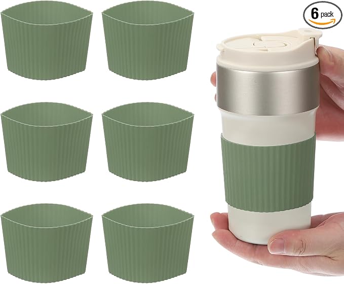 uxcell 6Pack Coffee Cup Sleeves, Reusable Silicone Heat Resistant Cup by uxcell