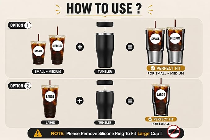 Universal Iced Coffee Sleeve, 30oz Stainless Steel Insulated Tumbler, Reusable - Image 2