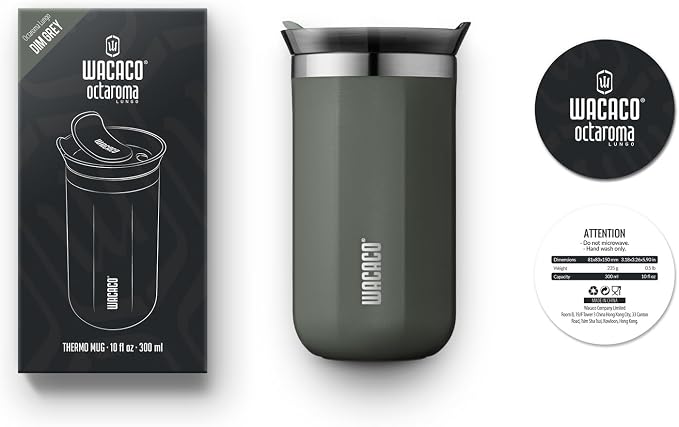 WACACO Octaroma Lungo Vacuum Insulated Coffee Mug, Double-wall Stainless Steel - Image 8