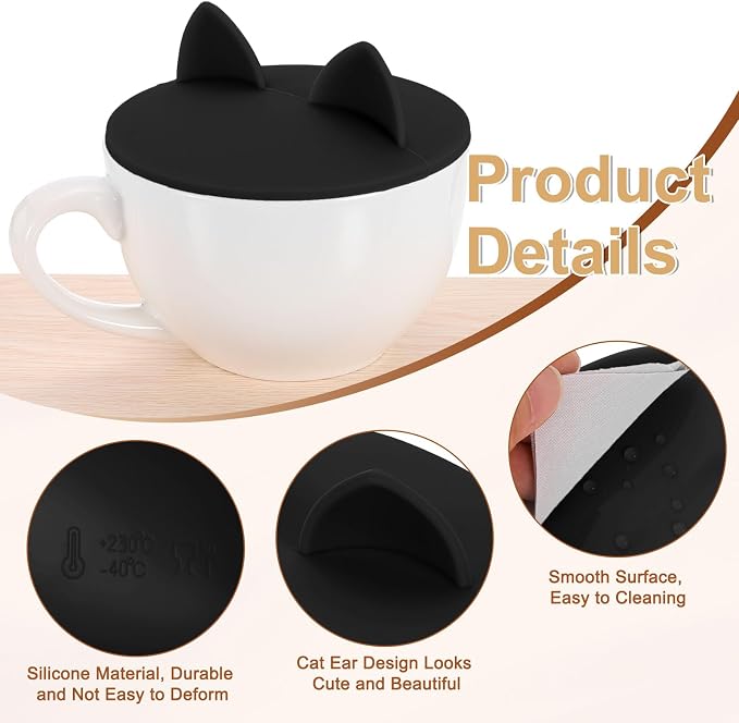 uxcell 3Pcs Silicone Cat Ear Mug Covers, 4.5 Inch, Microwave & Dishwasher Safe - Image 3