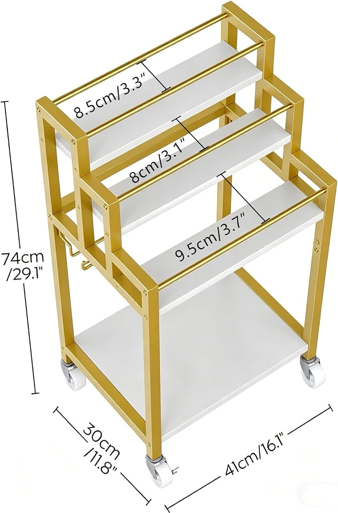 YATINEY Bar Cart, 3 Tier Home Bar Serving Cart - Image 3