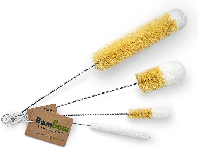 Bambaw Bottle Cleaner Brush Set | 4 Cleaning Brushes | Bottle Brush Cleaner Set by Bambaw