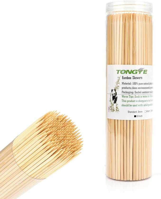 10 inch Bamboo Skewers, Premium Wooden Skewers Without Splinters, Skewers by TONGYE