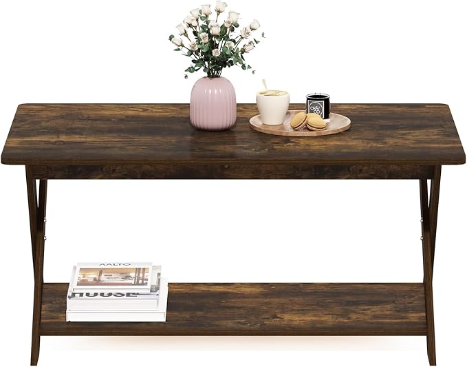 Furinno Modern Simplistic Coffee Table, 2-Tier Rectangle Center Table - Image 4