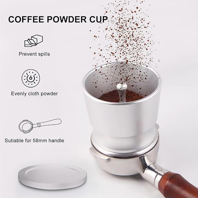 HEEPDD Coffee Dosing Ring, 58mm Aluminum Alloy Espresso Powder Receiver - Image 2