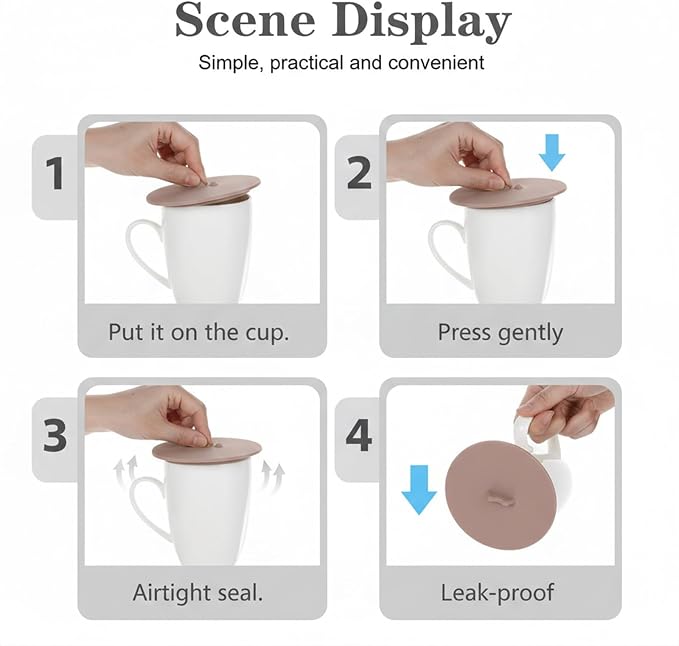 6Pcs Silicone Cup Lids Silicone Cup Covers 6color Design, Food Grade Anti-dust - Image 4