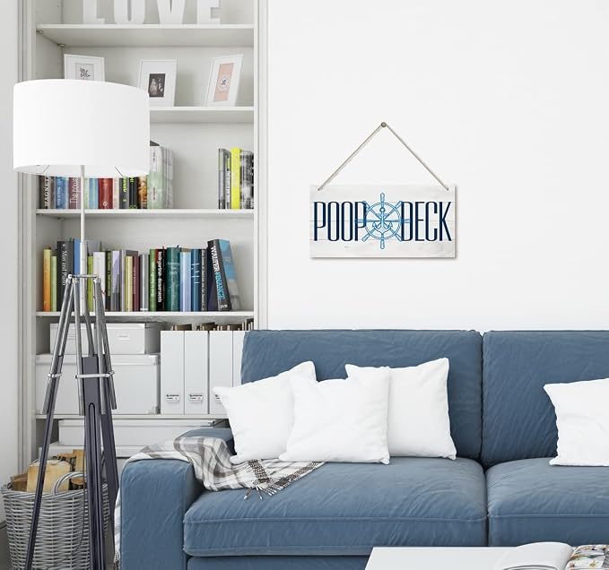 Nautical Style Wood Decor Sign, Poop Deck, Hanging Printed Wooden Plaque Décor - Image 5