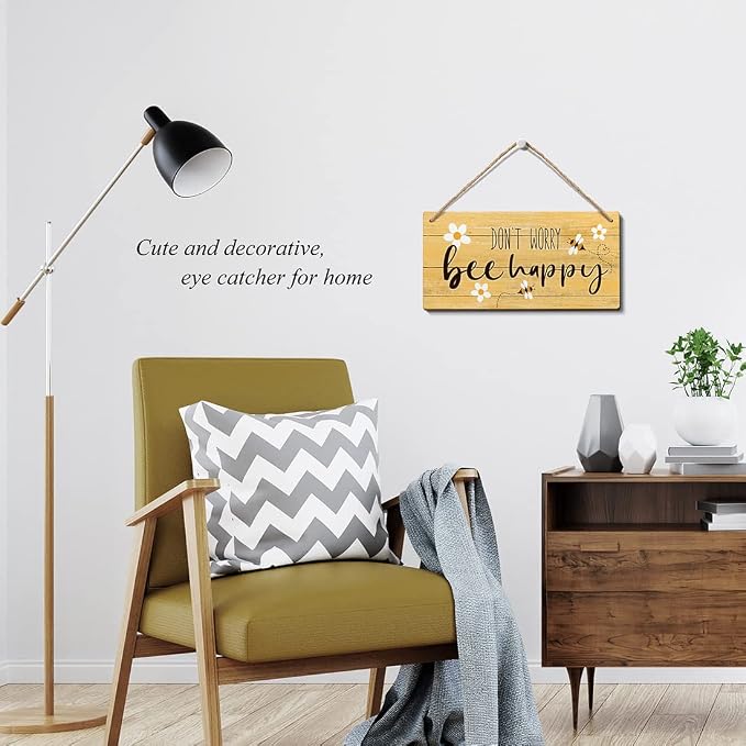 Heuhuww Don’t Worry Bee Happy Sign 6"x12" Bee Decor - Image 5