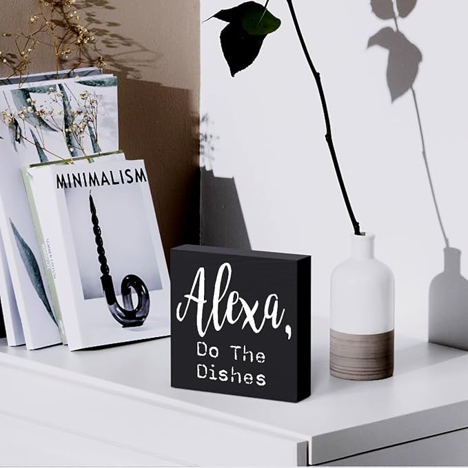 Funny Kitchen Wooden Box Sign Plaque Alexa Do the Dishes Wood Box Sign Rustic - Image 5