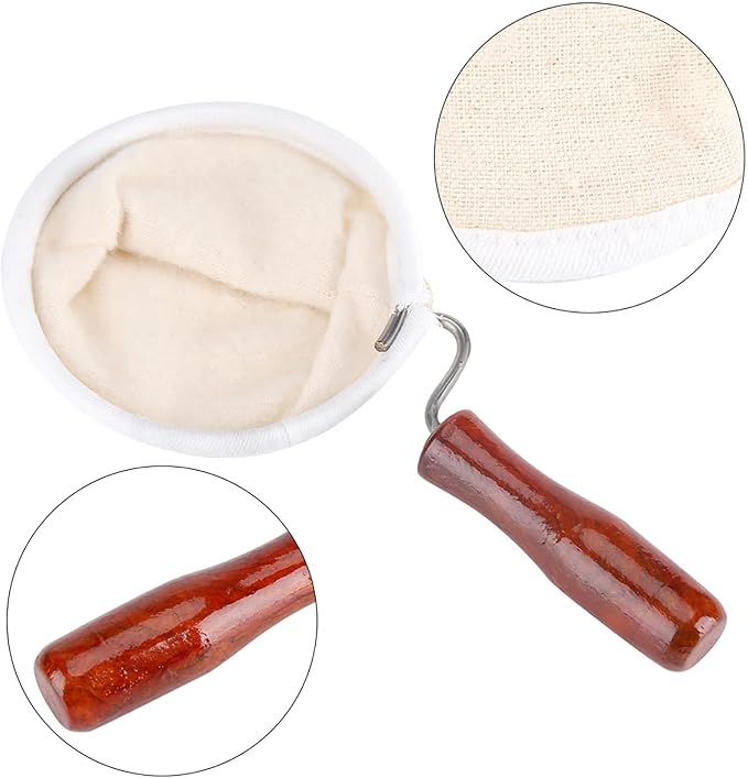 Coffee Strainer Cloth with Wooden Handle Coffee Filter Reusable Cafe Cloth Bag - Image 6