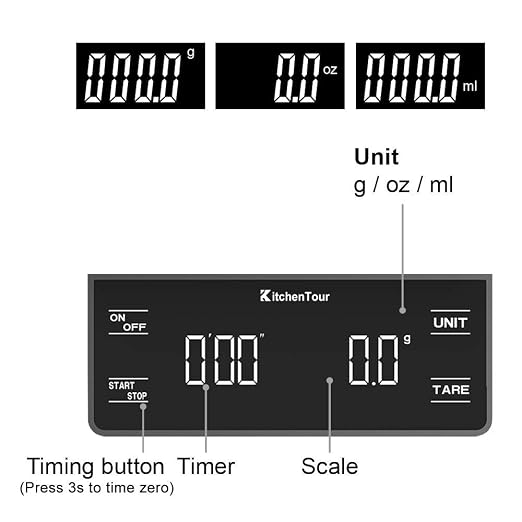 KitchenTour Coffee Scale with Timer 3kg/0.1g High Precision Pour Over Drip - Image 3