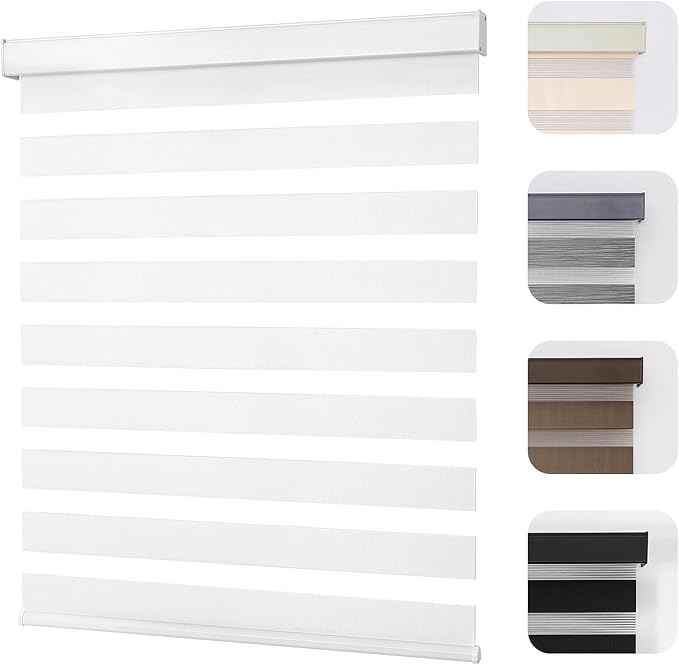 Joydeco Cordless Zebra Blinds for Windows, Dual Layer Light Control Window by JOYDECO