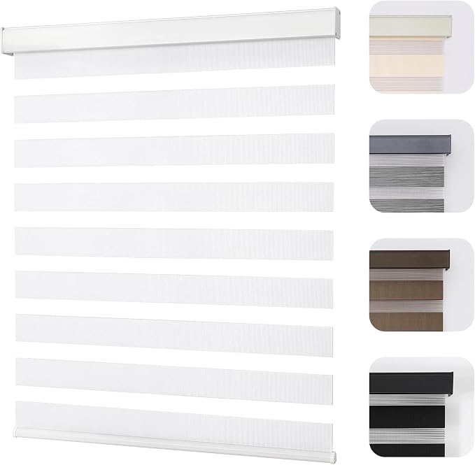 Joydeco Cordless Zebra Blinds for Windows, Dual Layer Light Control Window by JOYDECO