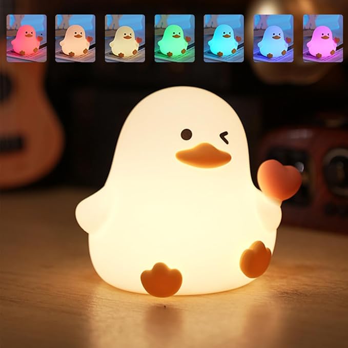 Duck Night Light for Adults Kids, Cute Silicone Animal Dimmable Nursery by LMFUEN
