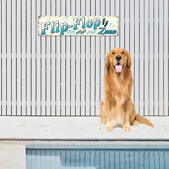 Flip Flop Zone Tin Sign Vintage Metal Sign Retro Wall Art Poster Rustic Hanging - Image 5