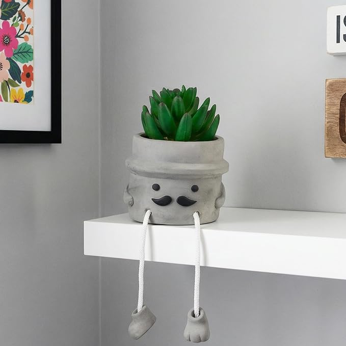 Cute Artificial Succulent Plant in Cement Pot - Image 4