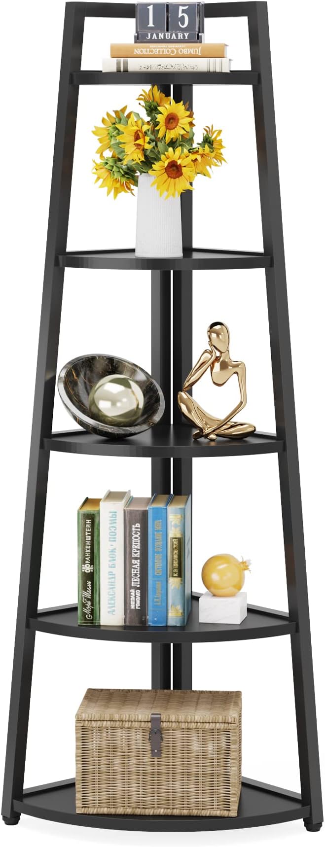 Tribesigns 70 inch Tall Corner Shelf, 5 Tier Modern Corner Bookshelf Bookcase - Image 8