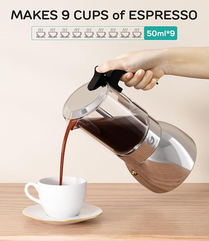 Coffee Gator 9 Cup Moka Pot, 15oz Stovetop Espresso Maker - Image 2