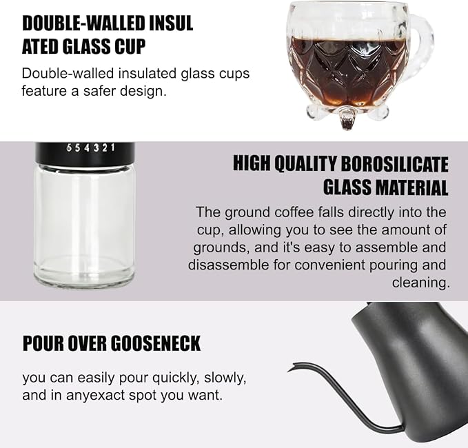 Pour Over Coffee Set, 5-in-1 Kit: 28oz Gooseneck Kettle - Image 4