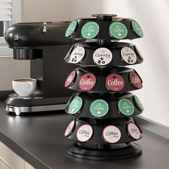 SAVORI 40 Capacity Rotating K-Cup Holder, 5-Tier Black Coffee Pod Carousel - Image 8