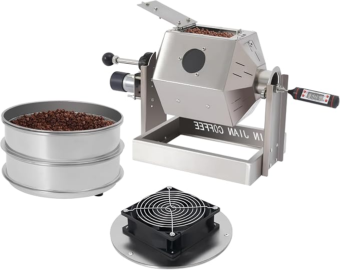 Coffee Bean Roaster with Coffee Bean Cooler, Gas 500g Coffee Bean Baker Drum by Bulelula