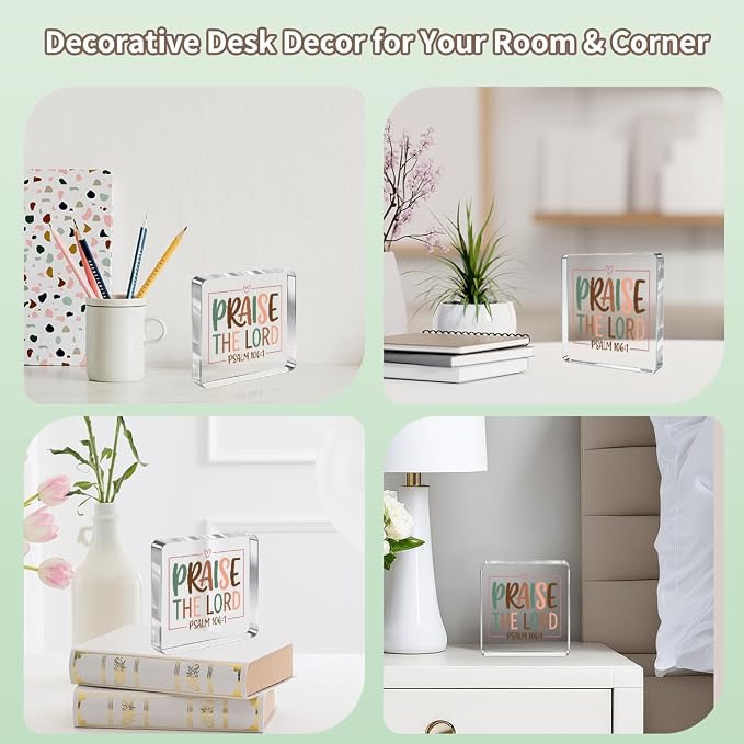 Christian Gifts for Women Desk Decor, Boho Inspirational Religious Acrylic Sign - Image 5