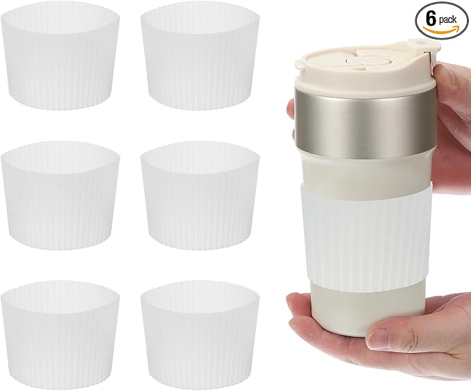 uxcell 6Pack Coffee Cup Sleeves, Reusable Silicone Heat Resistant Cup by uxcell