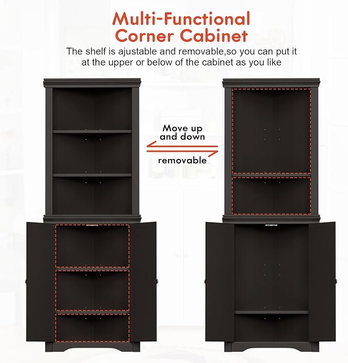 YESHOMY Corner Cabinet, Storage Cupboard - Image 5