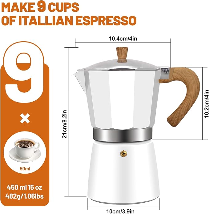 9 Cup Aluminum Espresso Stovetop Moka Pot Express Coffee Maker Percolator - Image 2