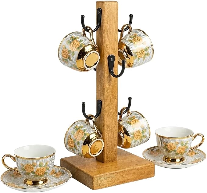 Coffee Mug Tree Stand for Countertop, Wooden Mug Holder by Unknown
