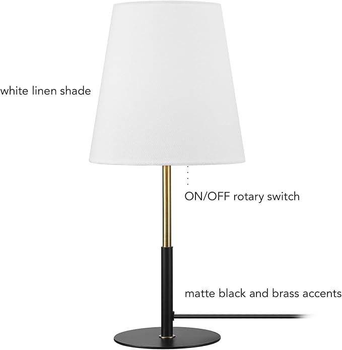 GLOBE Electric 61000045 16" Table Lamp, Matte Black, Brass Accents, On/Off - Image 5