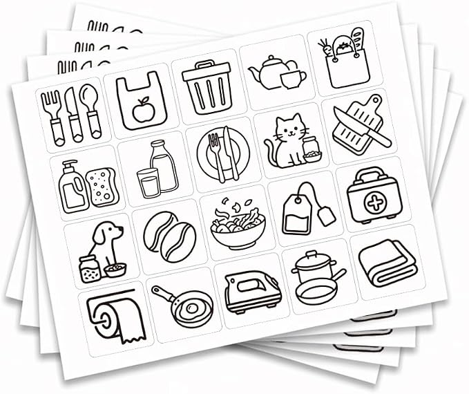 100 Pcs Kitchen Cabinet Labels, 20 Designs Transparent Storage ID Stickers by GOMAKERER