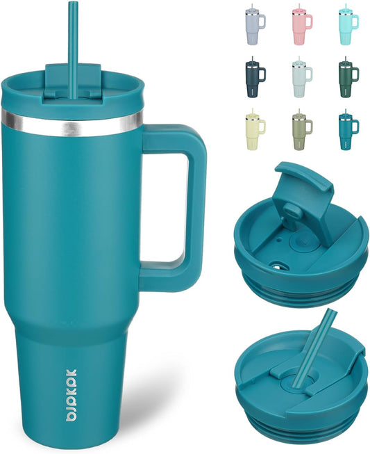 BJPKPK Insulated Tumblers With Handle And Straw 40 oz Stainless Steel Tumbler Cups With Lid,Laguna