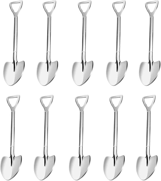 10 Pack Shovel Shape Demitasse Espresso Mini Coffee Spoons, 4.7 Inches by SZLFSX