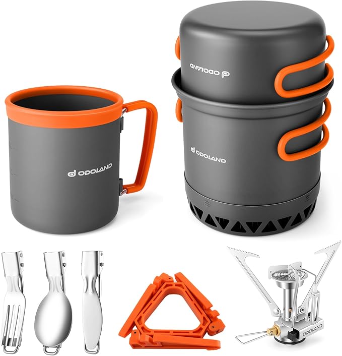 Odoland Camping Pots with Heat Exchanger Camping Cooking Set with Portable by Odoland