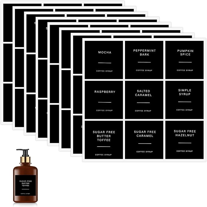 72pcs Coffee Syrup Labels for Glass Bottles, Coffee Labels Stickers for Coffee by Unknown