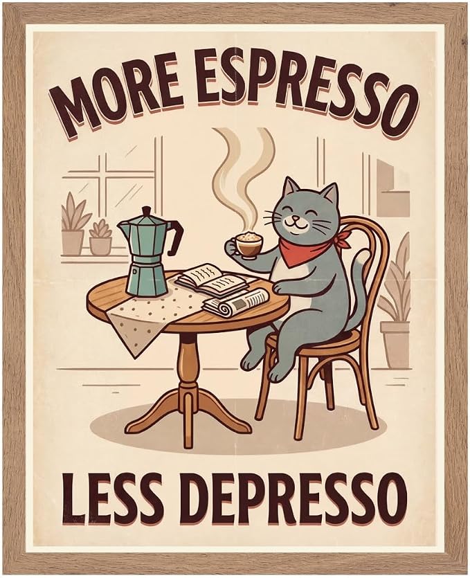 Lawrence Williams Designs Coffee Cat Poster by LawrenceWilliamsDesigns