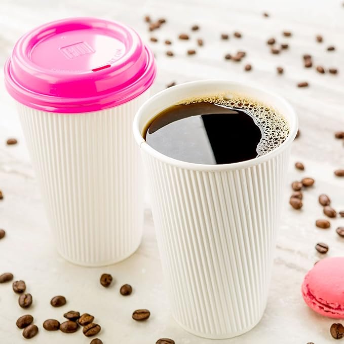Restaurantware Ripple Wall Coffee Cups 25 Count 16 Ounce Insulated White Paper - Image 8