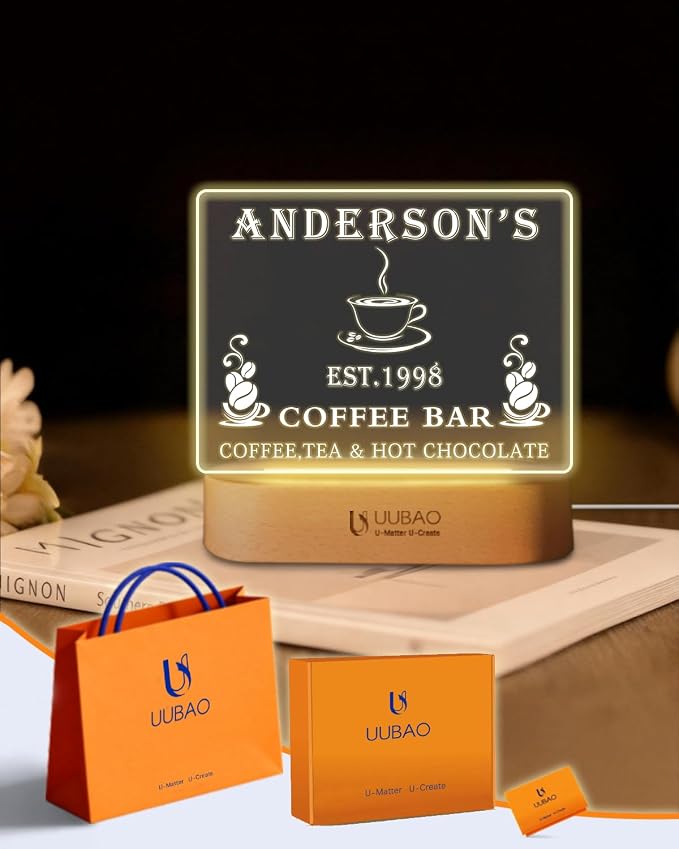 Personalized Bar Signs with Name Customized Home Coffee Bar Mini Bar Sign Gifts by UUBAO