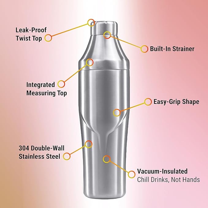 Lexenic Cocktail Shaker with Measurement Lid - Image 6