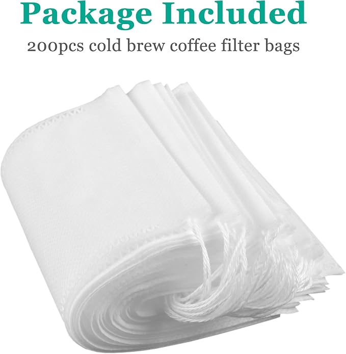 Yzurbu 200pcs 4''x6'' Cold Brew Coffee Filter Bags, No Mess Disposable Filter - Image 6
