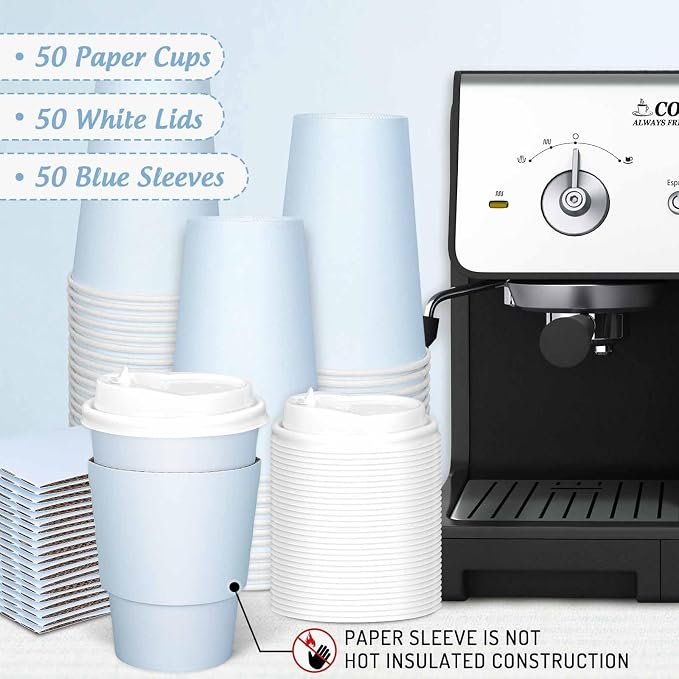 JarThenaAMCS 50Pcs Blue Disposable Coffee Cups - Image 3