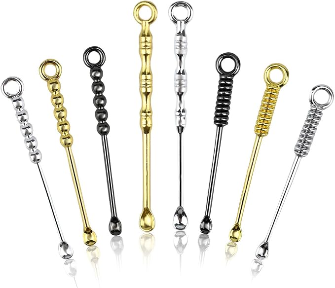8 PCS Mini Shovel Spoons, Metal Tiny Spoons, Portable Small Scoop Charms by YINPIXUS