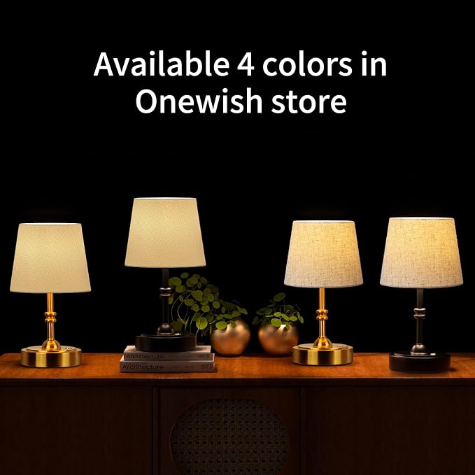 ONEWISH 2 Pack Small Cordless Lamps, Battery Operated Table lamp Dimmable - Image 4
