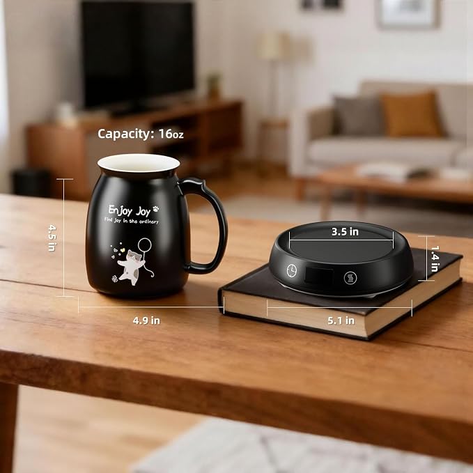 Coffee Mug Warmer with Cute Cat Mug Set, 8H Auto Shut Off Electric Cup Warmer - Image 7