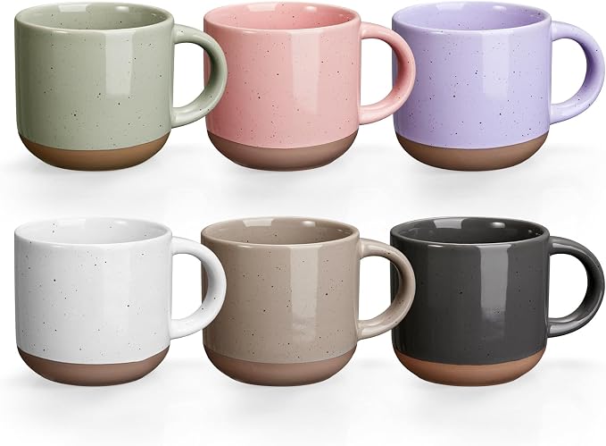 Gencywe Morandi Color Ceramic Mini Espresso Cups Set of 6, 5 oz Expresso Mugs by Gencywe