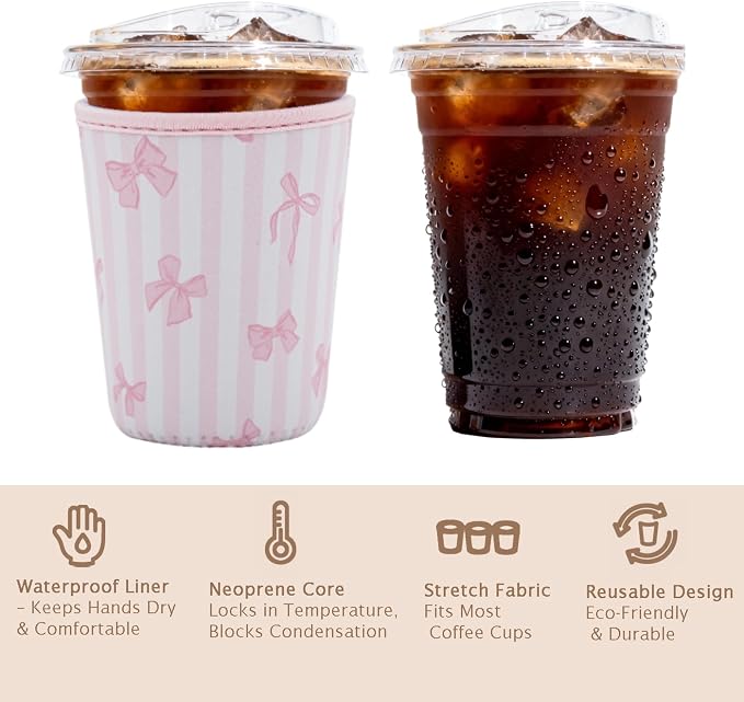 Reusable Insulated Sleeve for Iced Coffee Cup, Coffee Neoprene Sleeve for Cold - Image 6